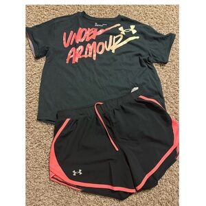Under Armour Women's Black Shorts with Pink Trim size medium
